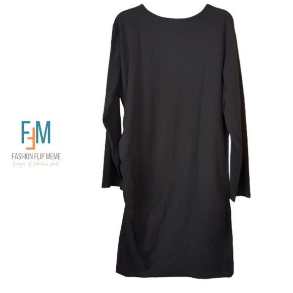 New! Long-Sleeve Side Ruched Round Crew Neck Bodycon Midi Dress - Picture 5 of 7